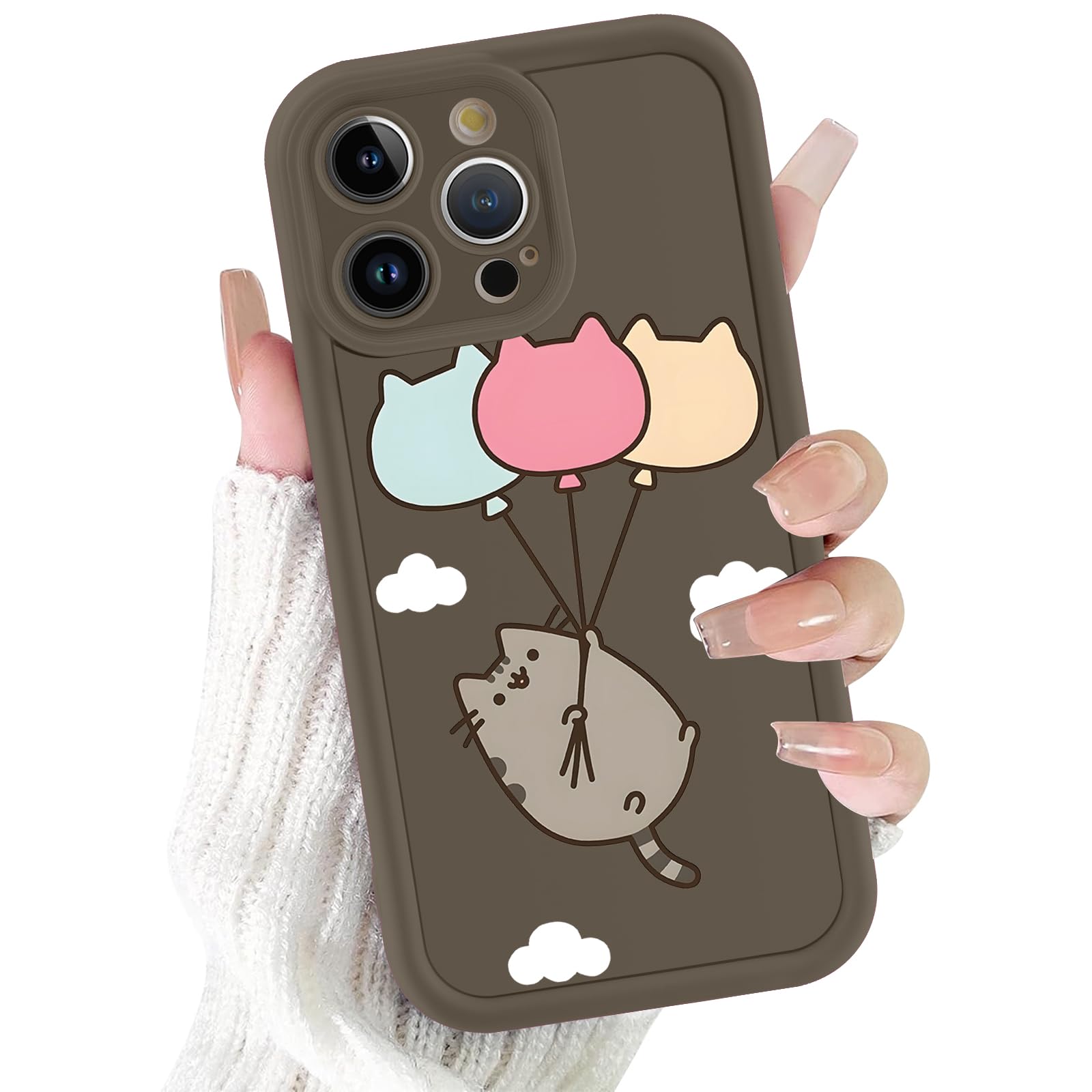 Custodia Portafoglio Per IPhone 16 Pro Max Con Gatto E Cuori | Pelle E Silicone Antiurto | Con Slot Carte E Supporto | Regalo Per Ragazze