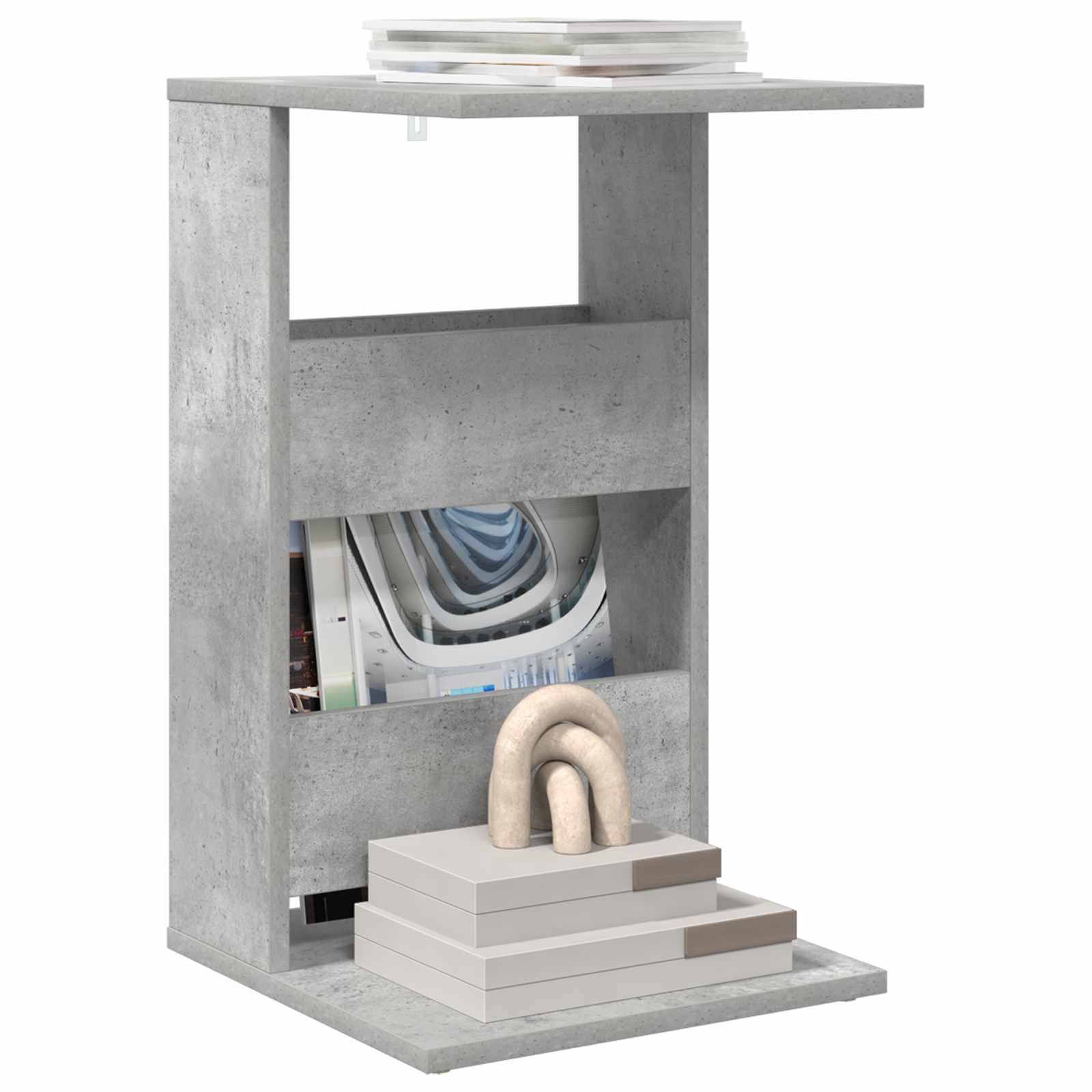 Tavolino in cemento grigio, 40 x 35 x 60,5 cm, in legno