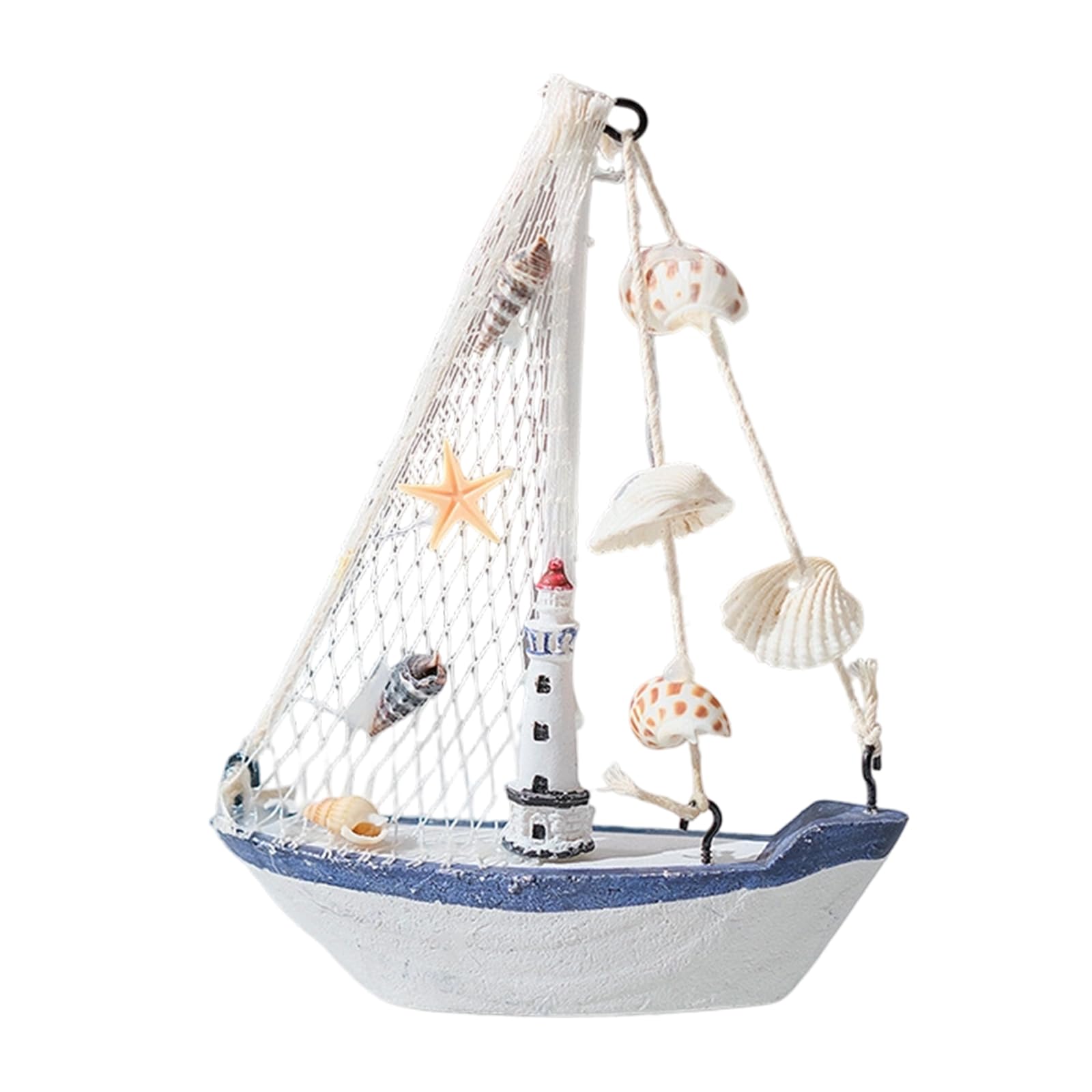 PANGBOER Practical Handcrafted Shell Boats Figurine Small Shelf Decorative Item Suitable for Work Environment and Home Space Beach Themed Deck