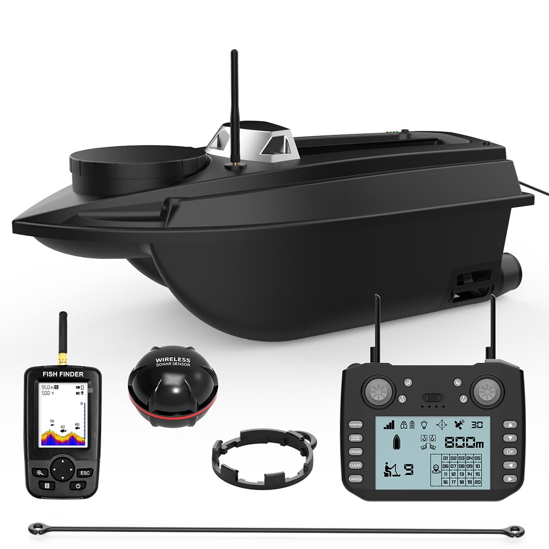 V030 V030 12 V 2,4 G szybki GPS łódź wędkarska z przynętą 800 m, pilot zdalnego sterowania z 40 punktami trasy i pojemnością 3 kg, podwójny lej, idealna do łowienia karpi, edycja Fish