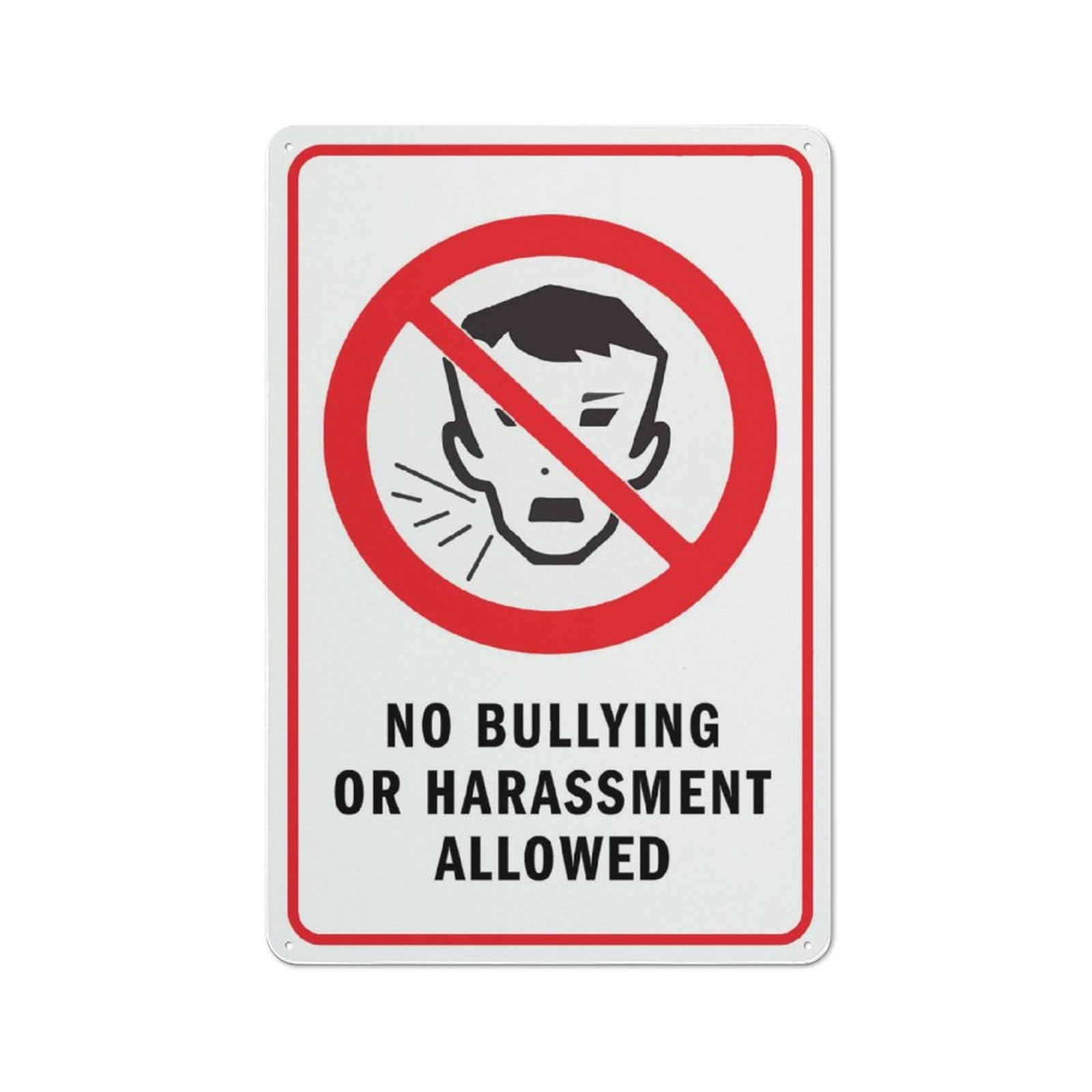 No Bullying Or Harassment Allowed Symbol Sign 12X8 Inches Metal Aluminum Signs, Weather Resistant, Weatherproof, Indoor Or Outdoor