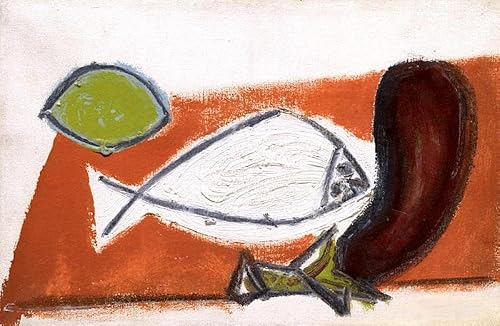 Orjdjz Wxkbl Fish and Eggplant by Pablo Picasso Canvas Poster Abstract Wall Art Painting Pablo Picasso Prints for Office Picture Decor 40x80cmx1 Frameless