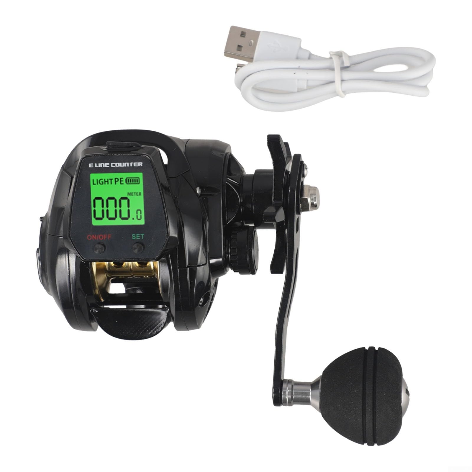 Digital Fishing Baitcasting Reel with Fish Bite Alarm System Depth Counter 7.2:1 High Speed Gear Ratio 10 Magnetic Brake Rechargeable Battery USB