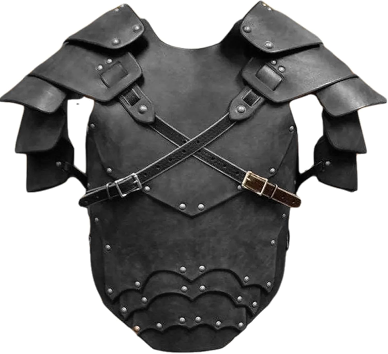 Medieval Knight Armor, PU Leather Chest Armor for Men, Adjustable Viking Breastplate Costume for Halloween Cosplay Party