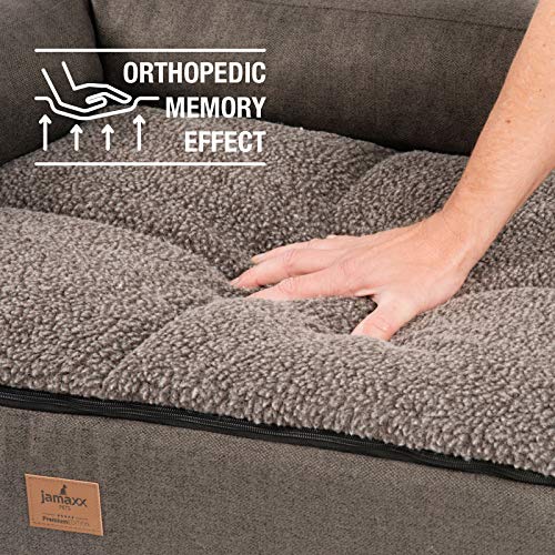 JAMAXX Premium 4-in-1 Hunde-Sofa - Orthopädische Couch mit Memory Visco Schaumstoff, abnehmbare Polster, Extra-Dicke Polsterung, Wechsel-Bezug, Waschbar, PDB3015 (L) 110x80x10 ECO braun