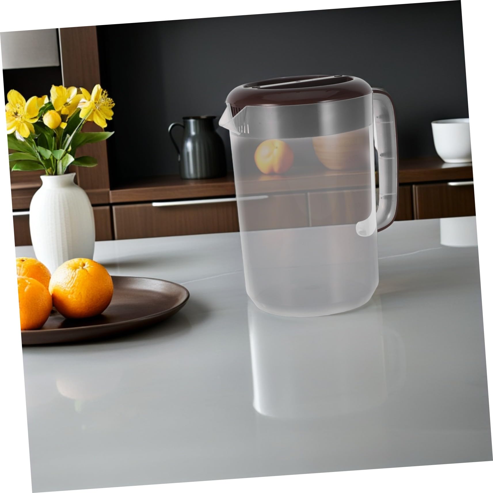 SHINEOFI Jarra de Agua Grande con Tapa Jarra de Jugo de PP Reforzado Resistente con Escala de Medición para Bebidas Frías para Casa y Refrigerador