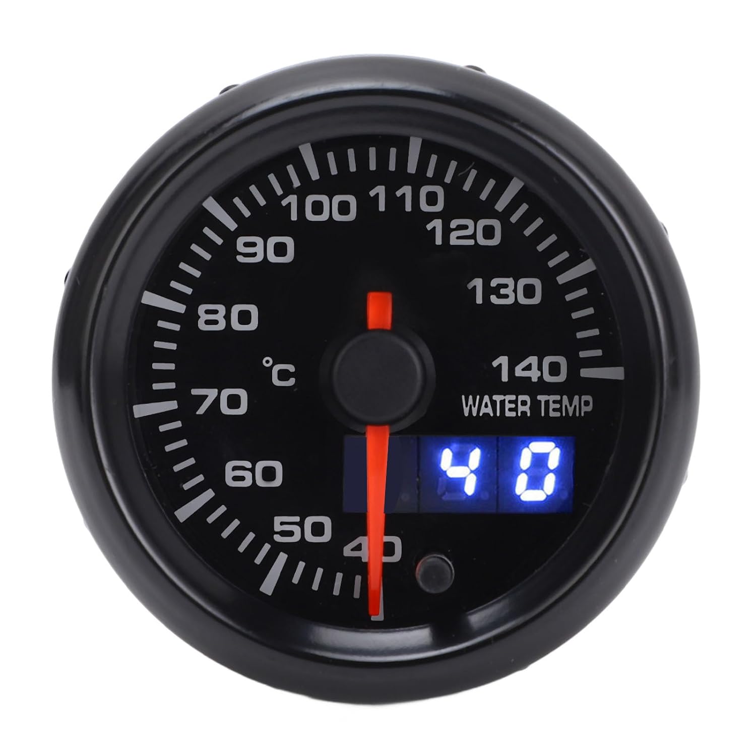 Car Water Temperature Gauge, DC Pointer Digital Display 40 to 140℃ Water Temp Meter for All DC12V Vehicles, ABS Metal, Easy Install, Analog + Digital Design