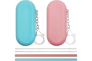 Foldable Metal Straws with Case 2 Pack
