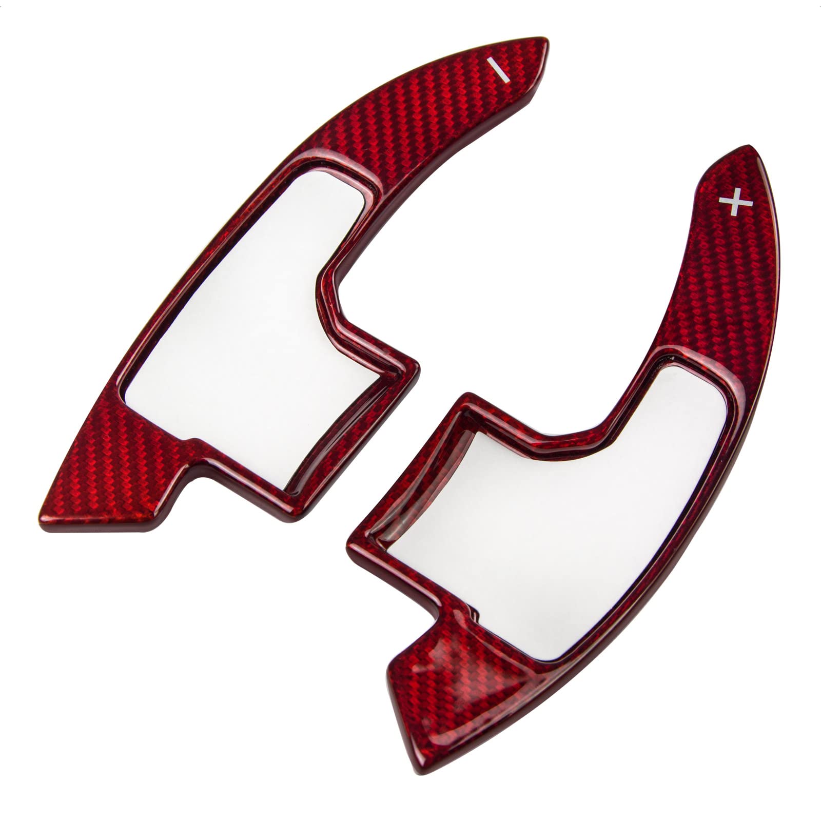 SK CUSTOM Steering Wheel Accessories Shift Paddle Shifter Extension Red Carbon Fiber Trim Cover compatible with FORD MUSTANG 2015 2016 2017 2018 2019 2020 2021