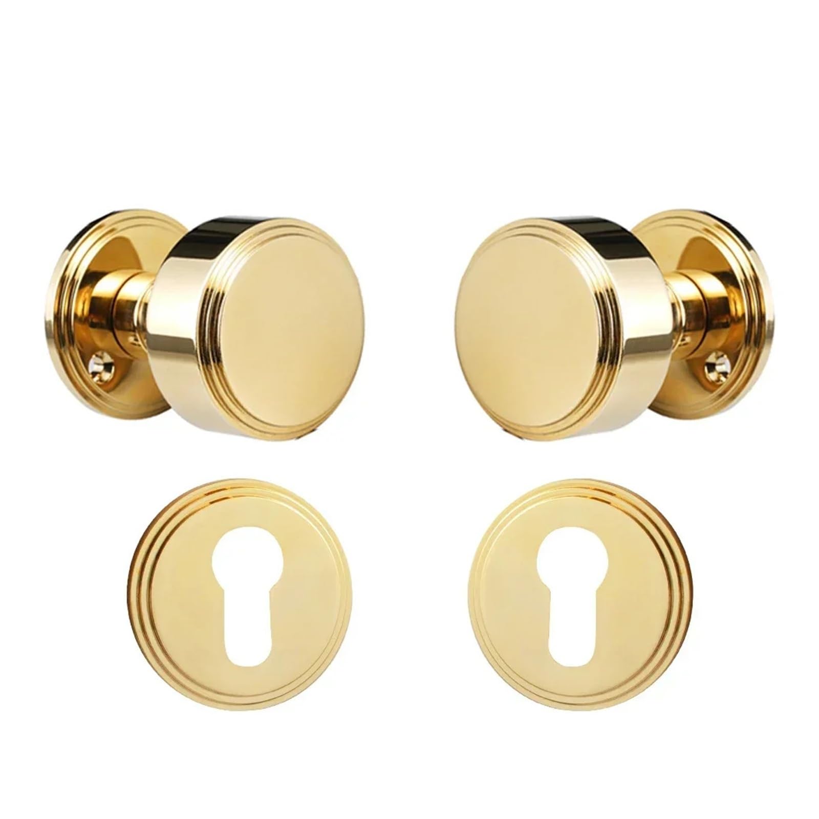 FBXRXZFPJ Brass Round Interior Door Lock Set Silent(Gold-Dummy)