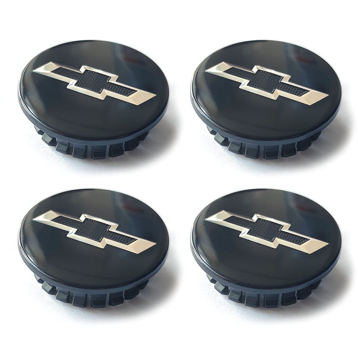 for Chevy Wheel Center Cap New Styling 2.36inches 60mm Polished Custom Chevy Wheel Center Cap Hubcap Cover Fit Chevy Cruze Equinox Impala Malibu Trax Volt(Black Black caps) (YW-534)