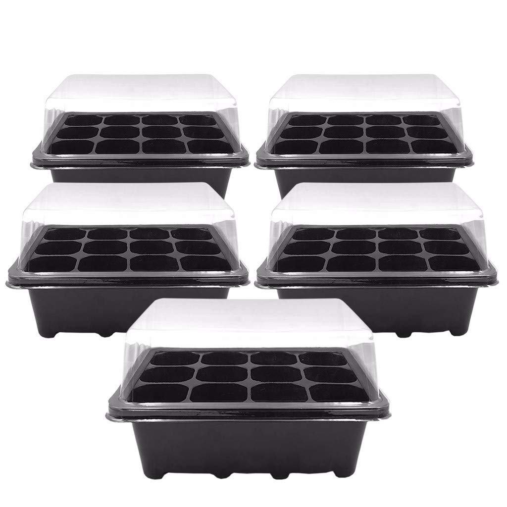 HJTT5 Packs 12 Holes Seeding Trays Set, Seeding Starter Trays Crop Cultivation Tray for Planting Seedlings, Vegetables, Fruits