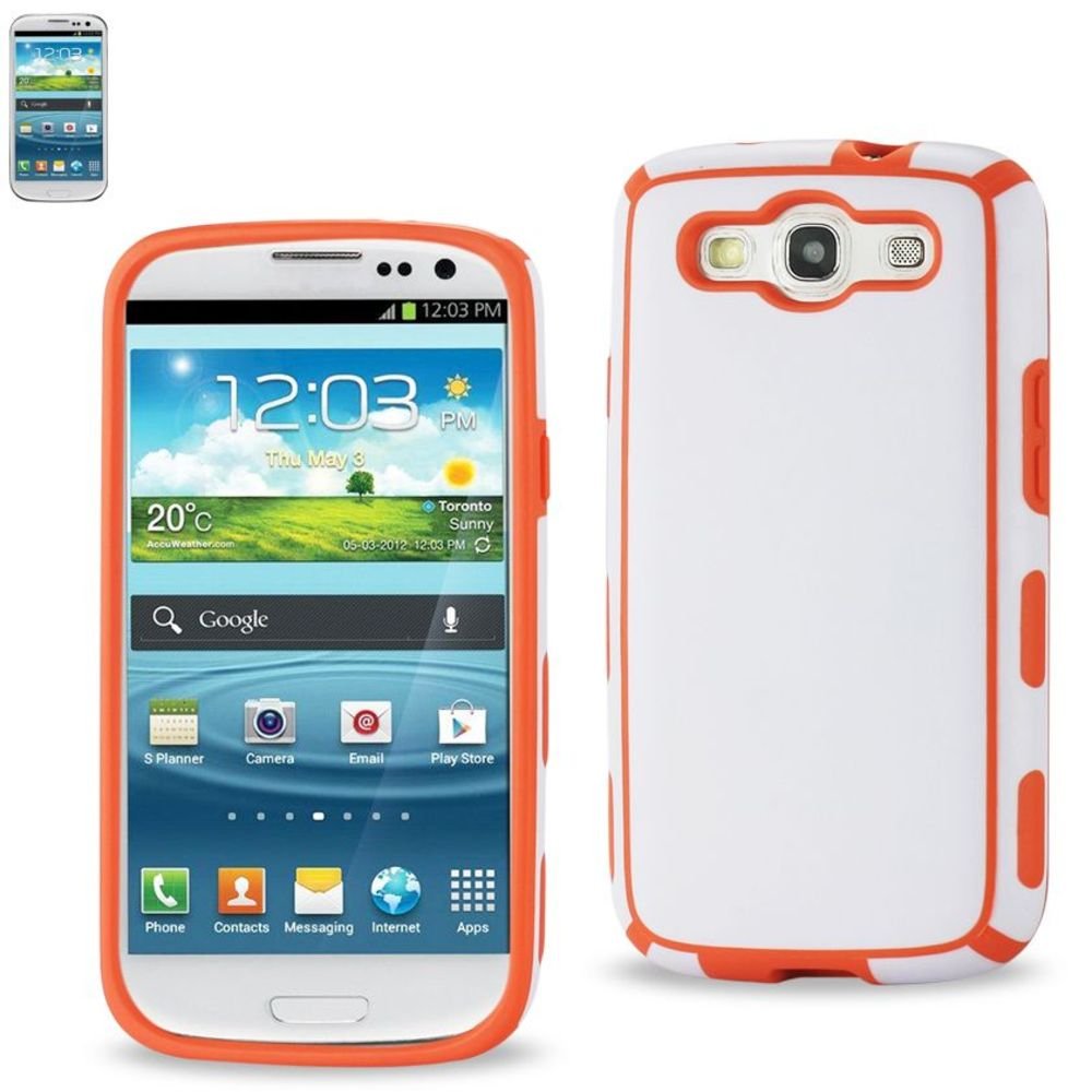 Reiko PP06-SAMI9300WHORG Portable (Light) Protector Cover PC/TPU for Samsung Galaxy S3 - Retail Packaging - White/Orange