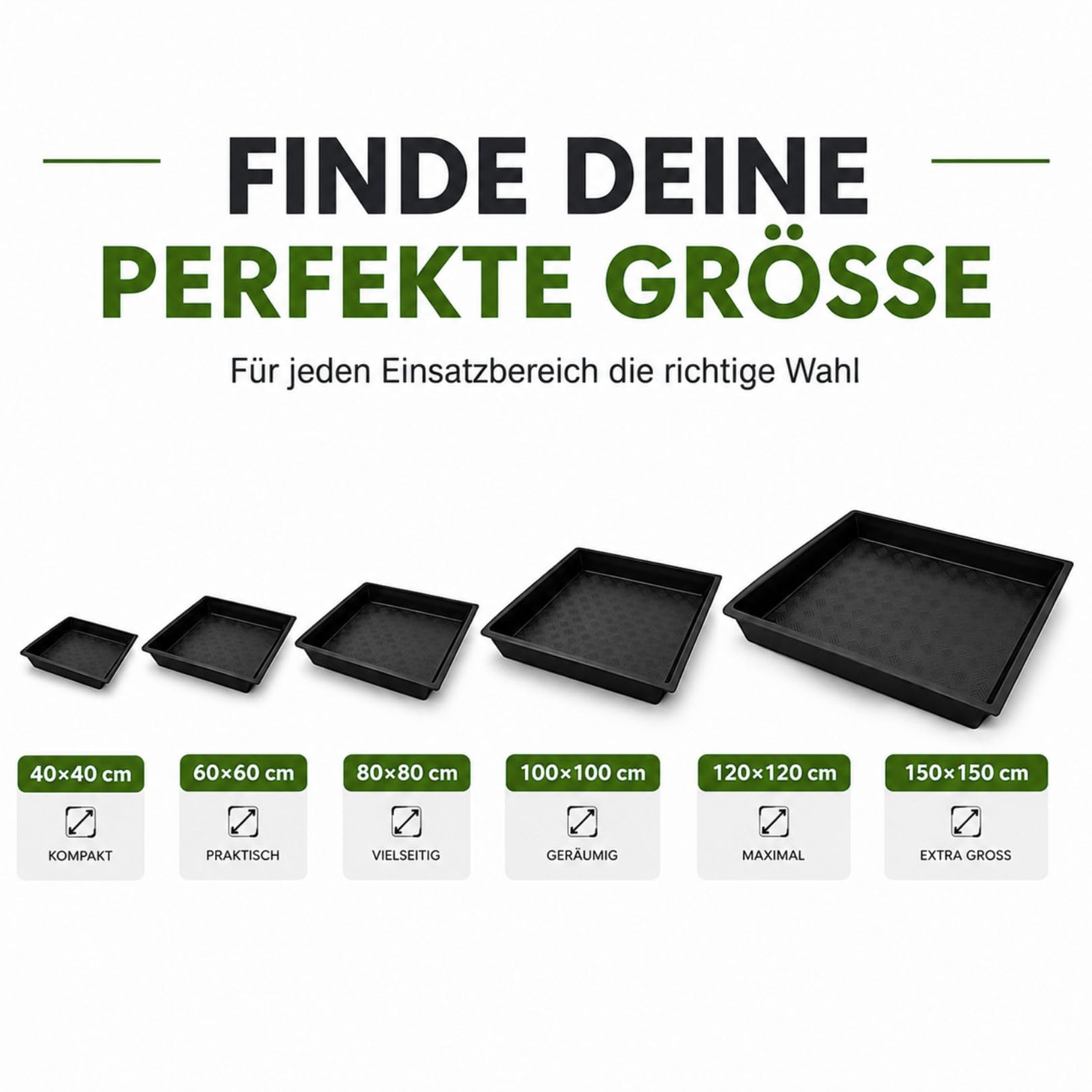 Weedness Flexible Auffang-Wanne 120 x 120 x 12 cm Kunststoff Wasserdicht - Pflanzboden Grow Anbau Blumentopf Plastik Pflanz-Schale Untersetzer Pflanzen