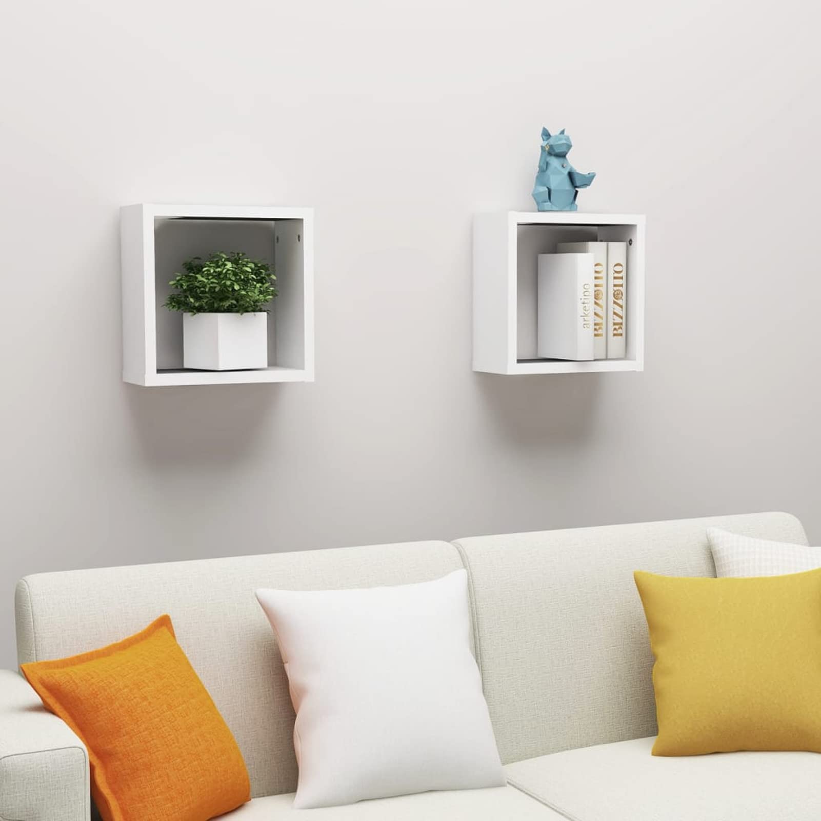 Mensole Parete a Cubo 2 pz Bianche 30x15x30cm-Set Mensole da Muro,Cubi Arredo,Mensole Cubo,Cubi da Parete
