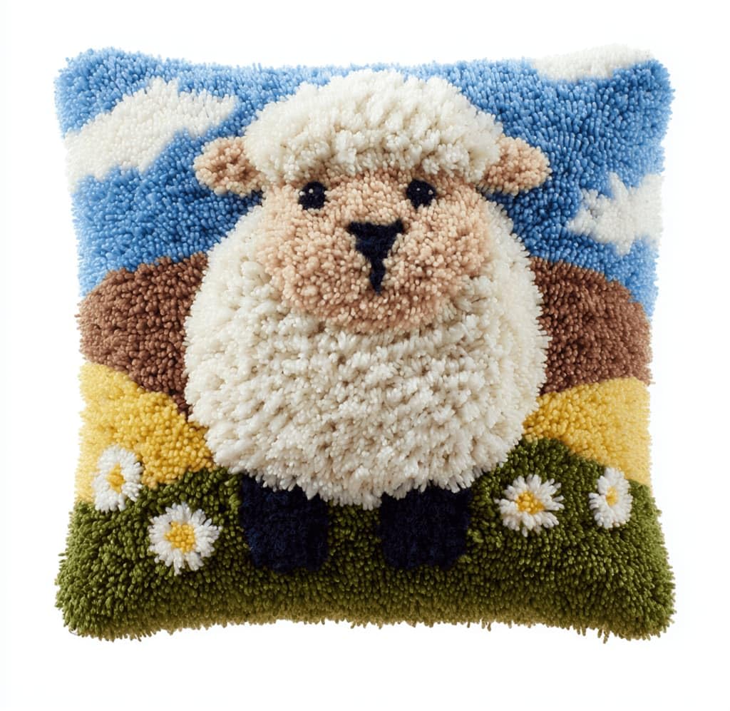 Kitquiver Latch Hook Kits Donkey for Adults,Sheep DIY Latch Hook Cushion Kits and Latch Rug Kits Cross-Stitch Embroidery Cushion Cover for Home Sofa Decoration 17X17 in