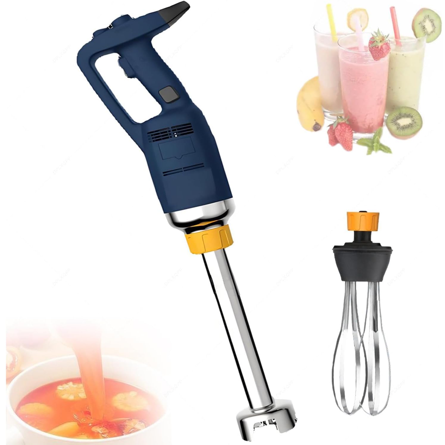 Ręczny blender zanurzeniowy, 6000-20000 obr./min, do zup, smoothie, bezstopniowa regulacja prędkości, zdejmowany trzonek ze stali nierdzewnej, zawiera trzepak do jajek do przecierania