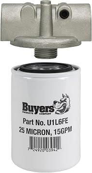 Buyers Products HFA12515 Hydraulic Return Line Filter Assembly 25 Micron 15 PSI Bypass 15 GPM 200 PSI Working Pressure 3/4 In NPT for Truck and Trailer Hydraulic Systems