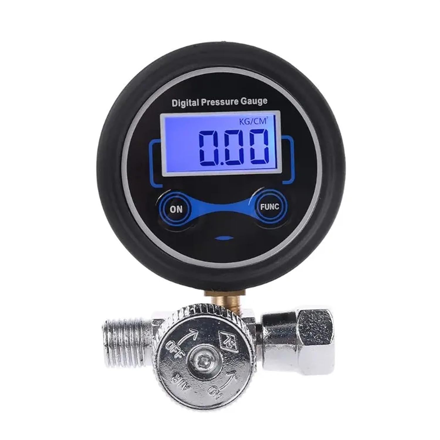 LCD Digital 1/4" 0-200PSI Air Pressure Gauge Pressure Regulator Control Valve for Spray Gun (with Battery)
