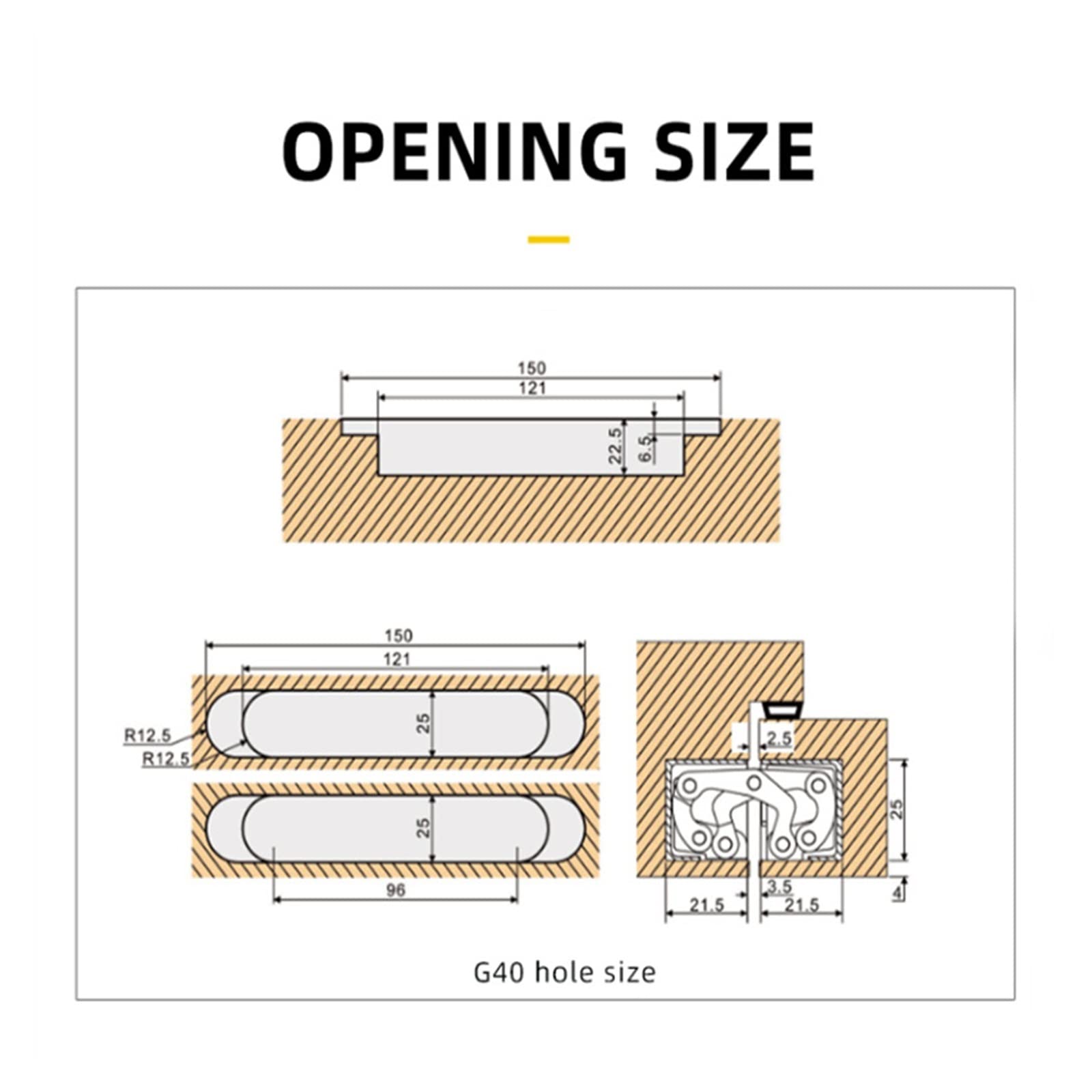 Bisagra Oculta Ajustable for Puerta de Madera de 180 Grados, 2 Unidades, for Interior abatible de 6 Pulgadas, bisagra Invisible. | 1