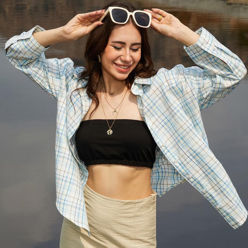 Image of PINACOLADA Women's Solid Oversized Shirt for Casual Wear | Spread Collar | Long Sleeve | Button Closure | Oversized Shirt Crafted with Comfort Fit for Everyday Wear