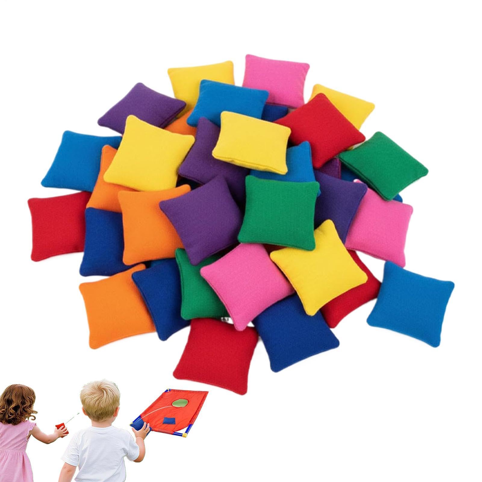 Sacs de lancer carrés colorés lot de 20 mini 5 x 5,5 cm pour jeu Cornhole