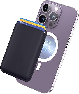 Magnetic Wallet Card Holder with Mag Safe, Mag-Safe Leather Wallet for iPhone 15 14 13 12 Pro/Pro Max/Plus/Mini Mag Safe Case, Magnetic Card Holder for Back of iPhone 15/14/13/12 Series,Black