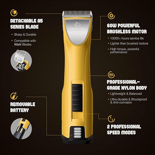 Miniatura 3 de Cortapelos profesionales para perros con reemplazo de carga, kit de aseo de mascotas de bajo ruido para abrigos gruesos y rizados, peinados pesados,