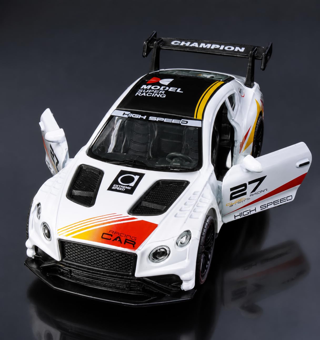 Die Cast Toy Sports Racing Car for Kids, Openable Doors, Pull Back Action Vehicle with Realistic Design, Mini Metal Car Toy for Boys & Girls, Birthday Gift (White)-image-32
