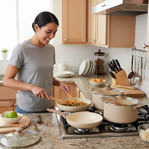 Miniatura 4 de NutriChef Juego de 75 piezas de ollas y sartenes antiadherentes, juego completo de utensilios de cocina de cerámica con accesorios para hornear,