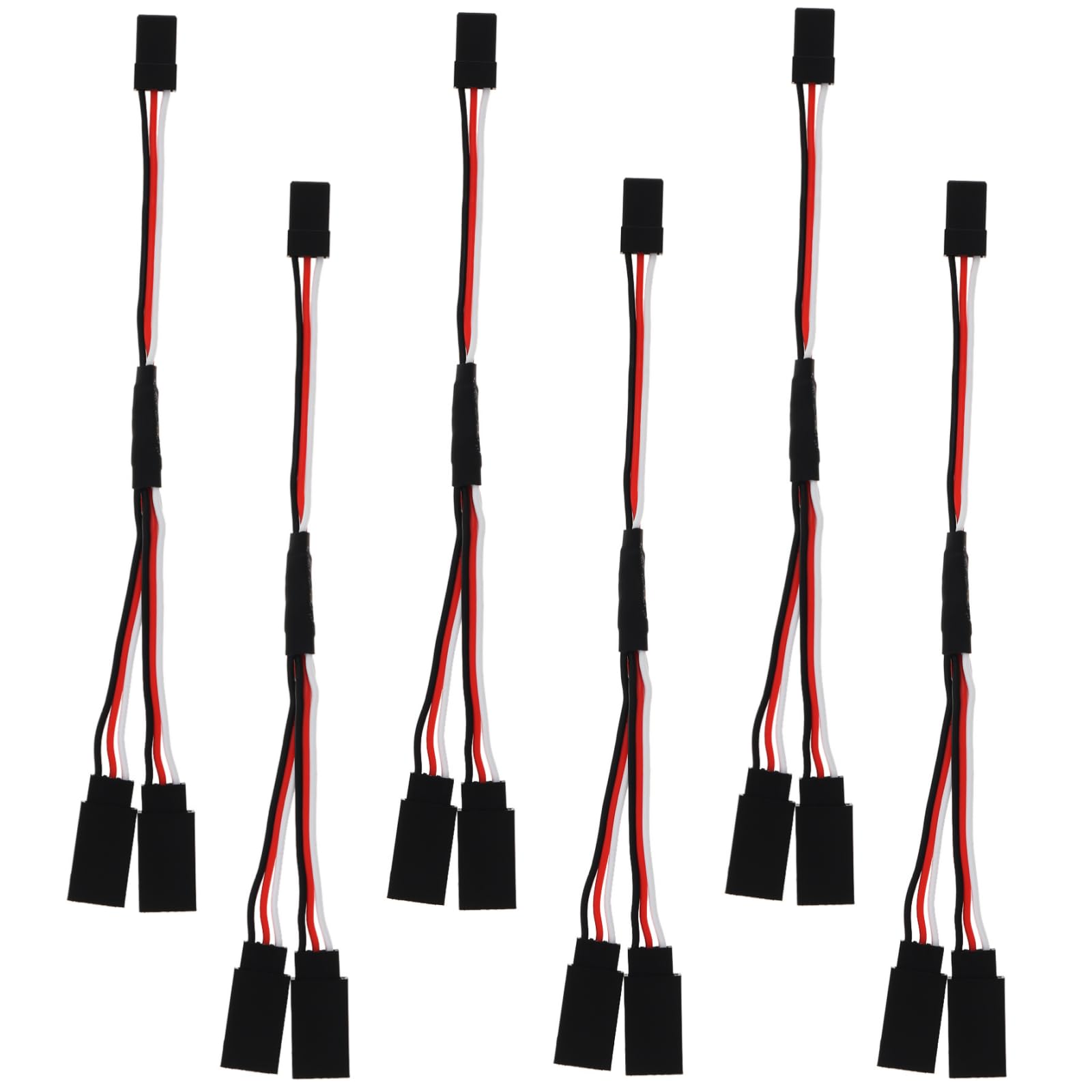 DiGiYes6Pcs 3 Pin JST Plug Splitters Servo Cord Wire, 15 cm Male to 2 Female Y Harness Connector Servo Extension Cable Fit for Futaba JR RC Car or Airplanes (Male to 2 Female)