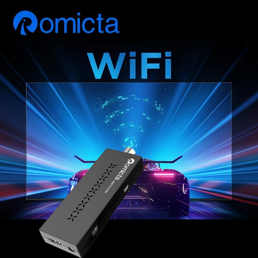 Romicta Décodeur TNT HD - Tuner HDMI DVB-T2/C, Résolution 1080P H.265 HEVC 10 Bits, USB, WiFi, PVR, LCN, Youtube, Lecteur Multimédia, Télécommande Universelle 2 en 1