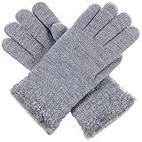 BYOS Womens Winter Boutique Fashion Cozy Warm Fleece Lined Gloves (Gray Lurex)