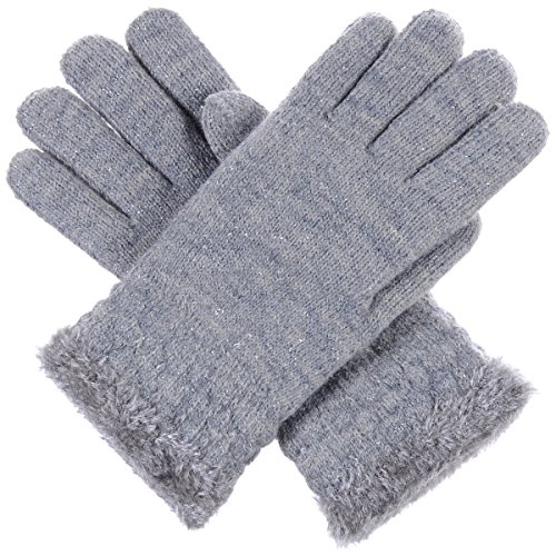 BYOS Womens Winter Boutique Fashion Cozy Warm Fleece Lined Gloves (Gray Lurex)