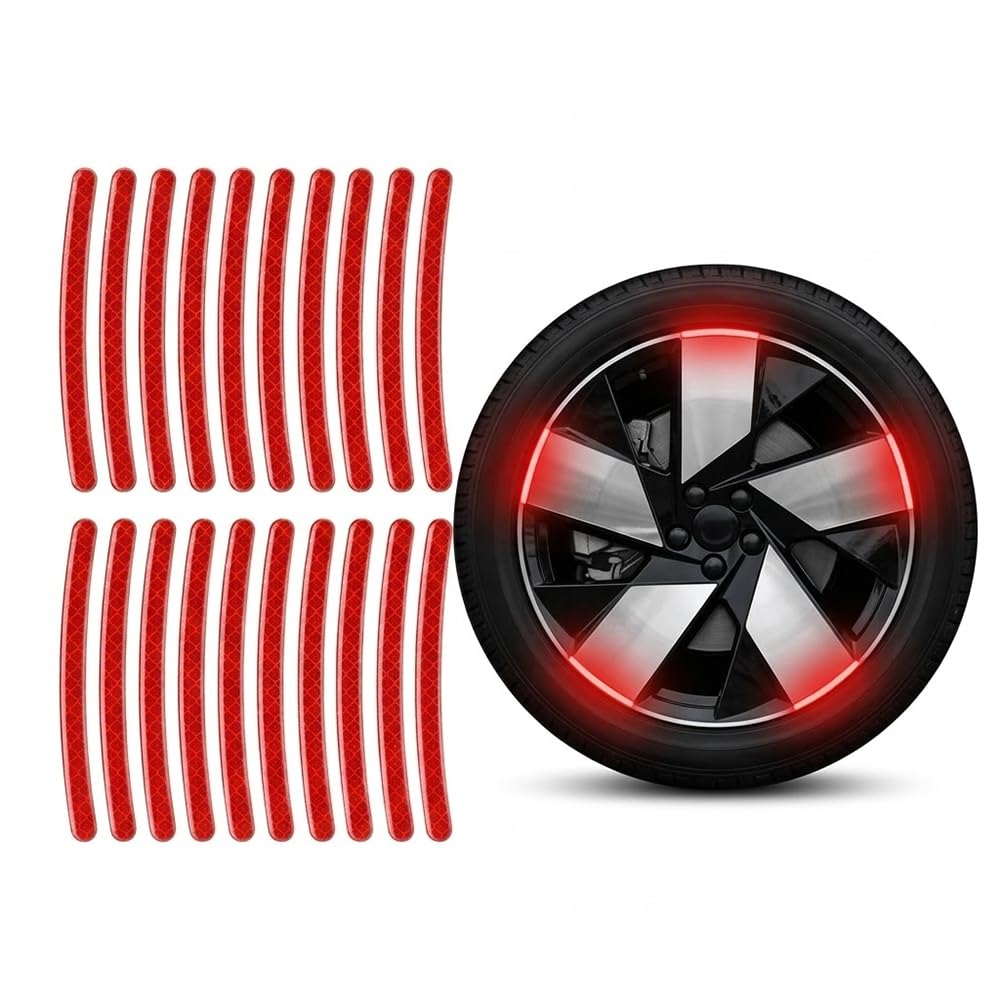 zhangqin Motorcycle Wheel Rim Reflective Stickers for CRF1100L XL750 X-ADV NC750X NX500 CB500X CRF300L CRF 300, Night Driving Safety Warning Decals, Bright Honeycomb Strip, Strong Adhesion Tape,Red