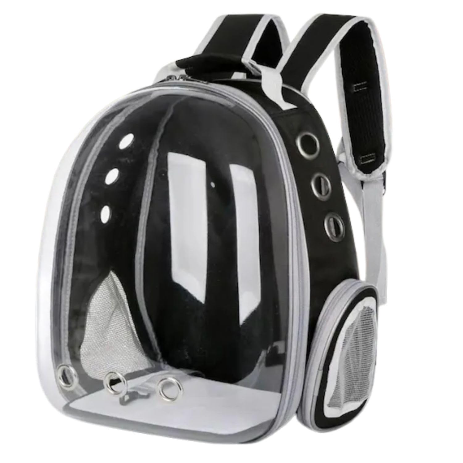 Cawypety Cat Backpack Carrier, Breathable Cat Carrier Pet Backpack for Kitty Small Dog Up to 15Lbs, Transparent & Foldable Pet Carrier for Travel Hiking (Black, Bubble)