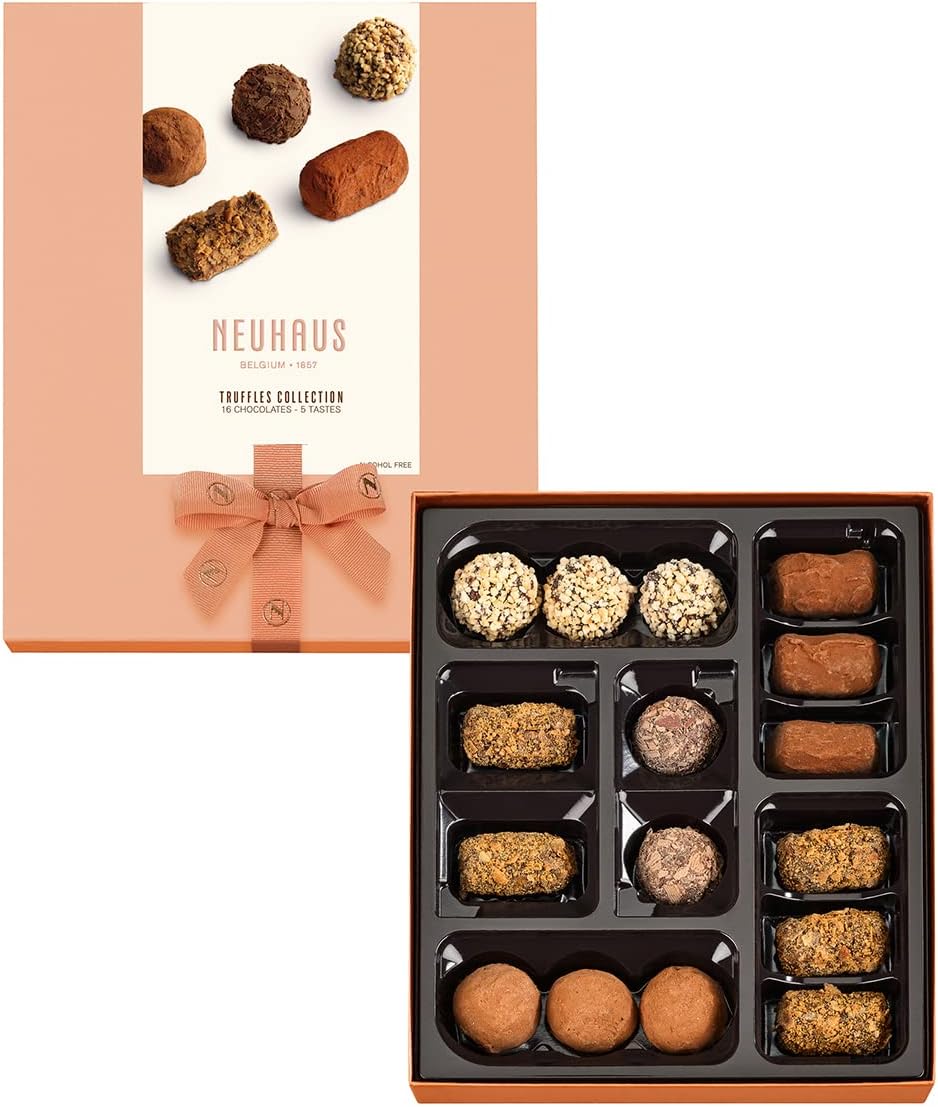 Neuhaus Belgian Chocolate Truffle Cocoa Assortment Collection – 16 Timeless Neuhaus Truffles – Classic Butter, Extra Dark, Waffle, Cappuccino and Speculoos