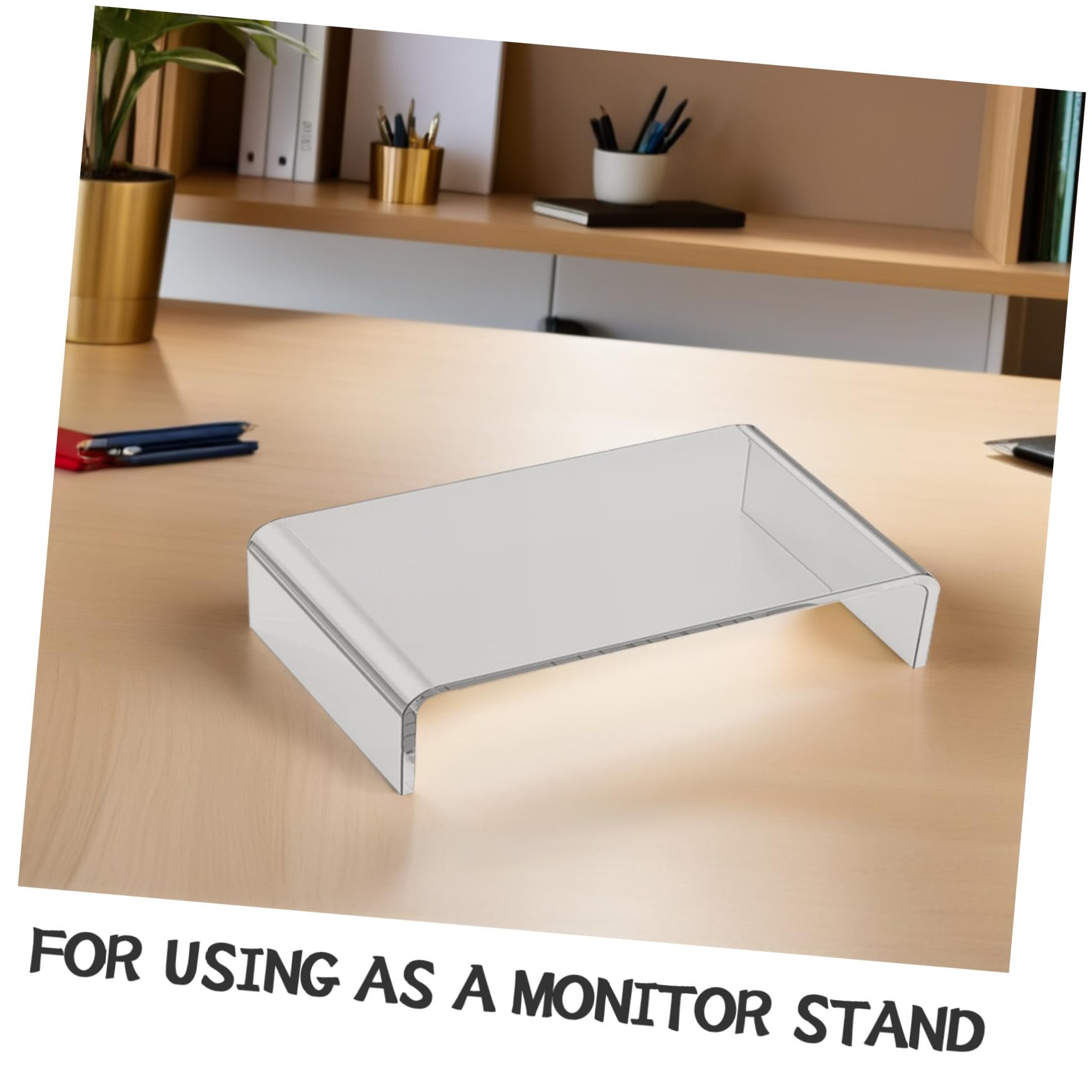 Toddmomy Supporto per Monitor Trasparente in Acrilico, Base Rialzata per Computer Portatile Ergonomica, Poggiapolsi Integrato per Ufficio e Smart Working