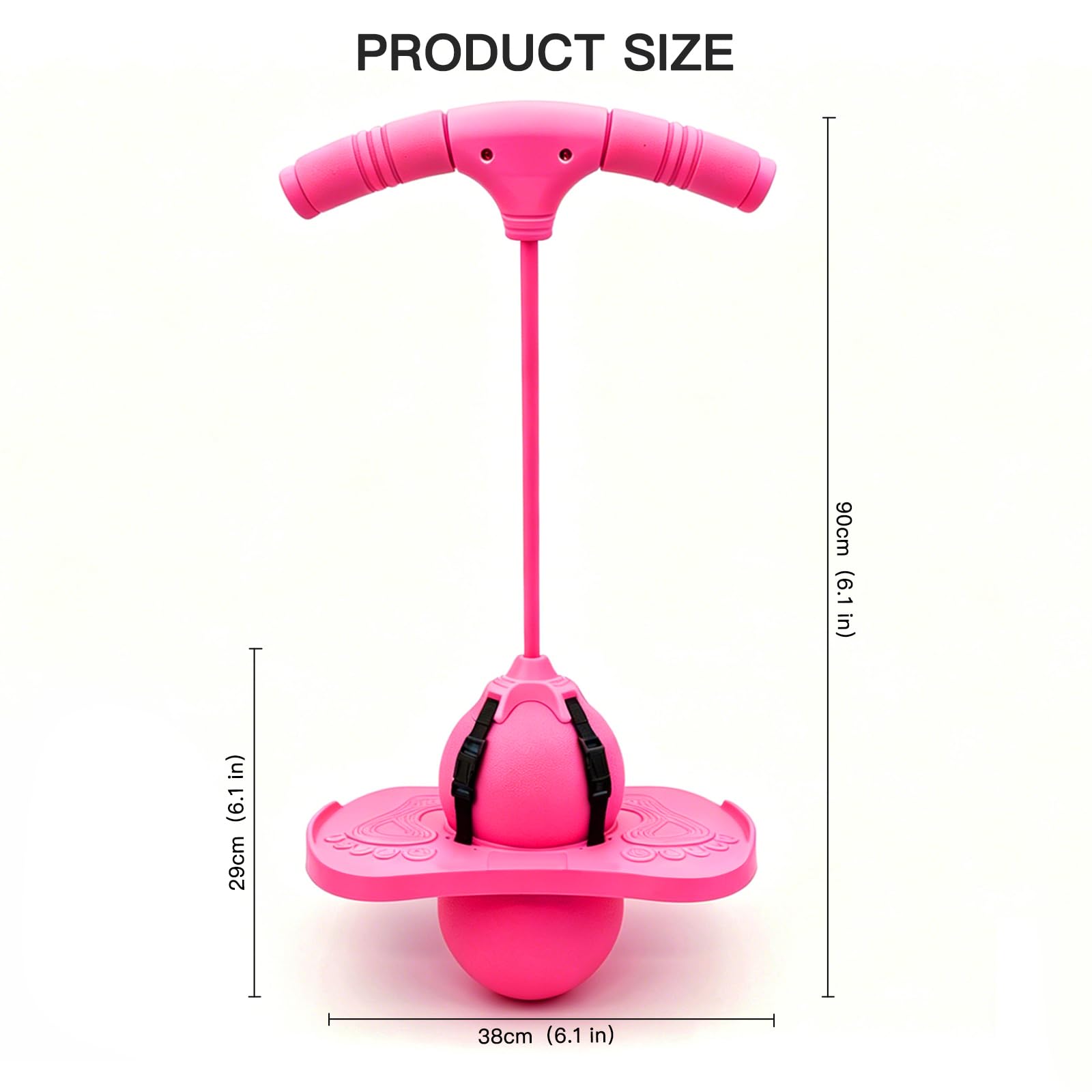 Balón para Saltar, Pelota de Salto de Pogo, Pelota de Rebote con Mango y Bomba de Aire, Parte Inferior Antideslizante, para Entrenar el Equilibrio, para Interiores y Exteriores (Rosa)