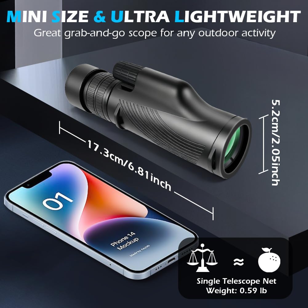 AOOWU Teleskop monokularowy o dużej mocy z statywem, 10x30 HD Zoom wodoodporne kompaktowe monokular dla dorosłych, pryzmat BAK4 i soczewka FMC, świetny do obserwacji ptaków, wędrówek, polowania