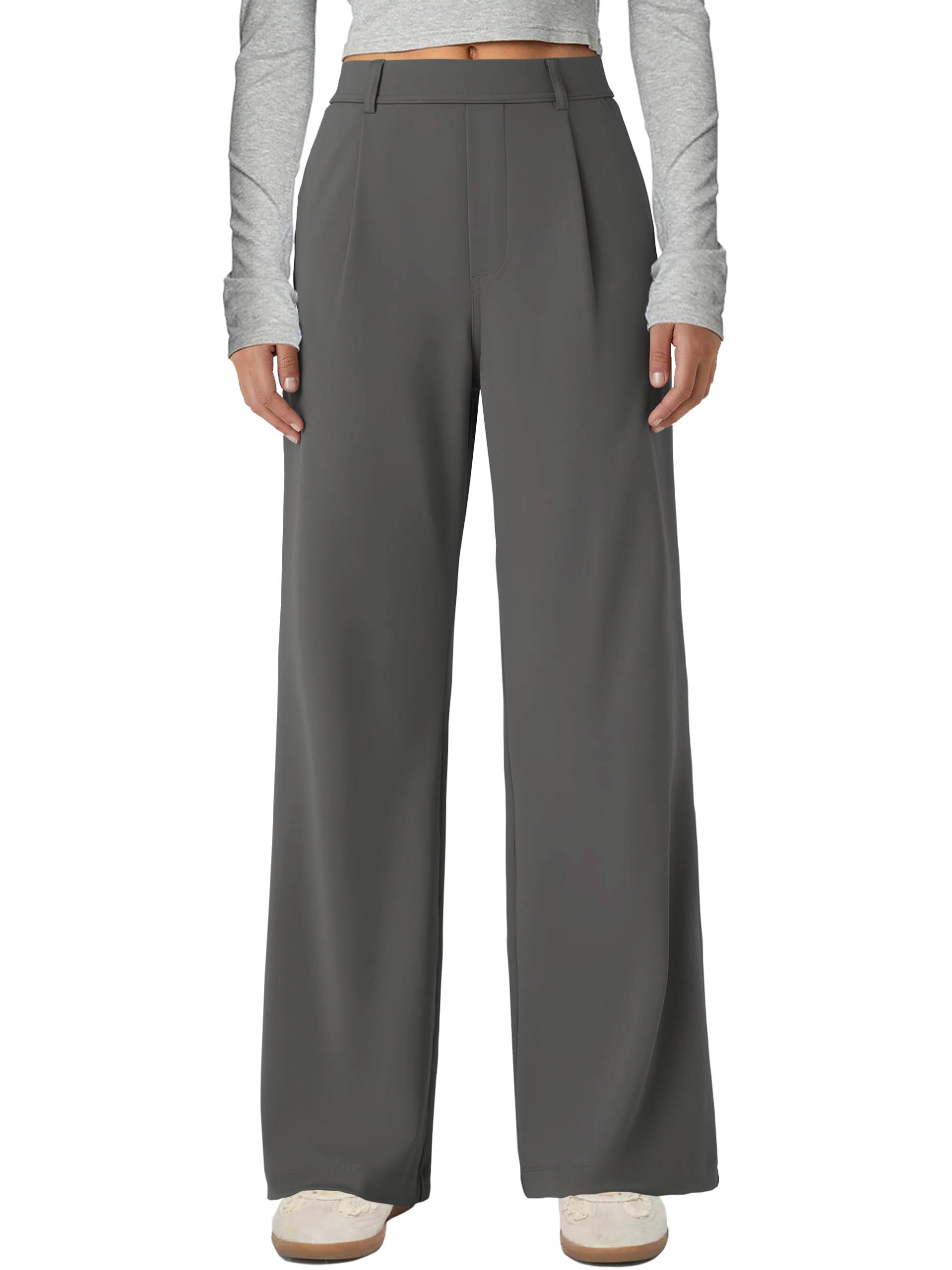 Gracyoga Womens High Waisted Pants Wide Leg Pull On Dress Pants Business Casual Stretchy Plus Size Work Pants
