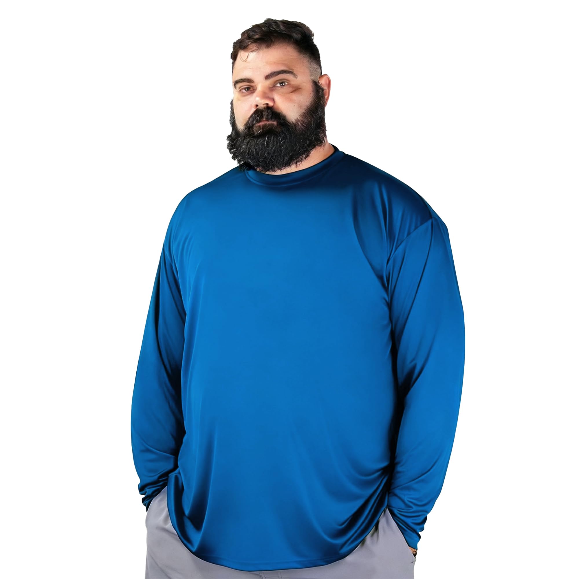 BRISIRA Mens Big and Tall Rash Guard Long Sleeve Swim Shirt– UPF 50+ Sun Protection, Cooling, Quick Dry, Lightweight 2XL-6XL