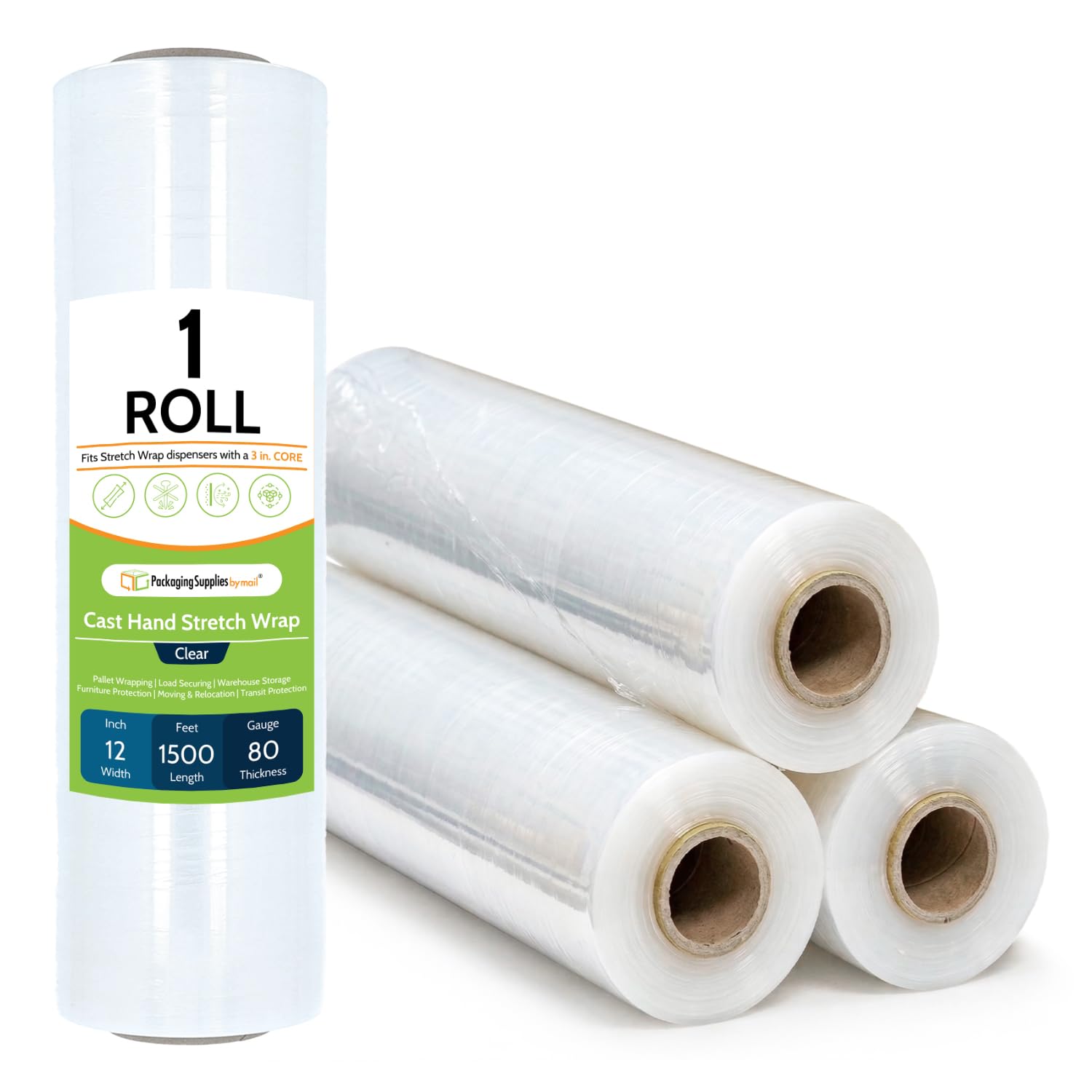 aus Hand Bündelung Stretch Wrap Folie 30,5 cm X 80 Gauge x 1500 Füße 1 Rolle