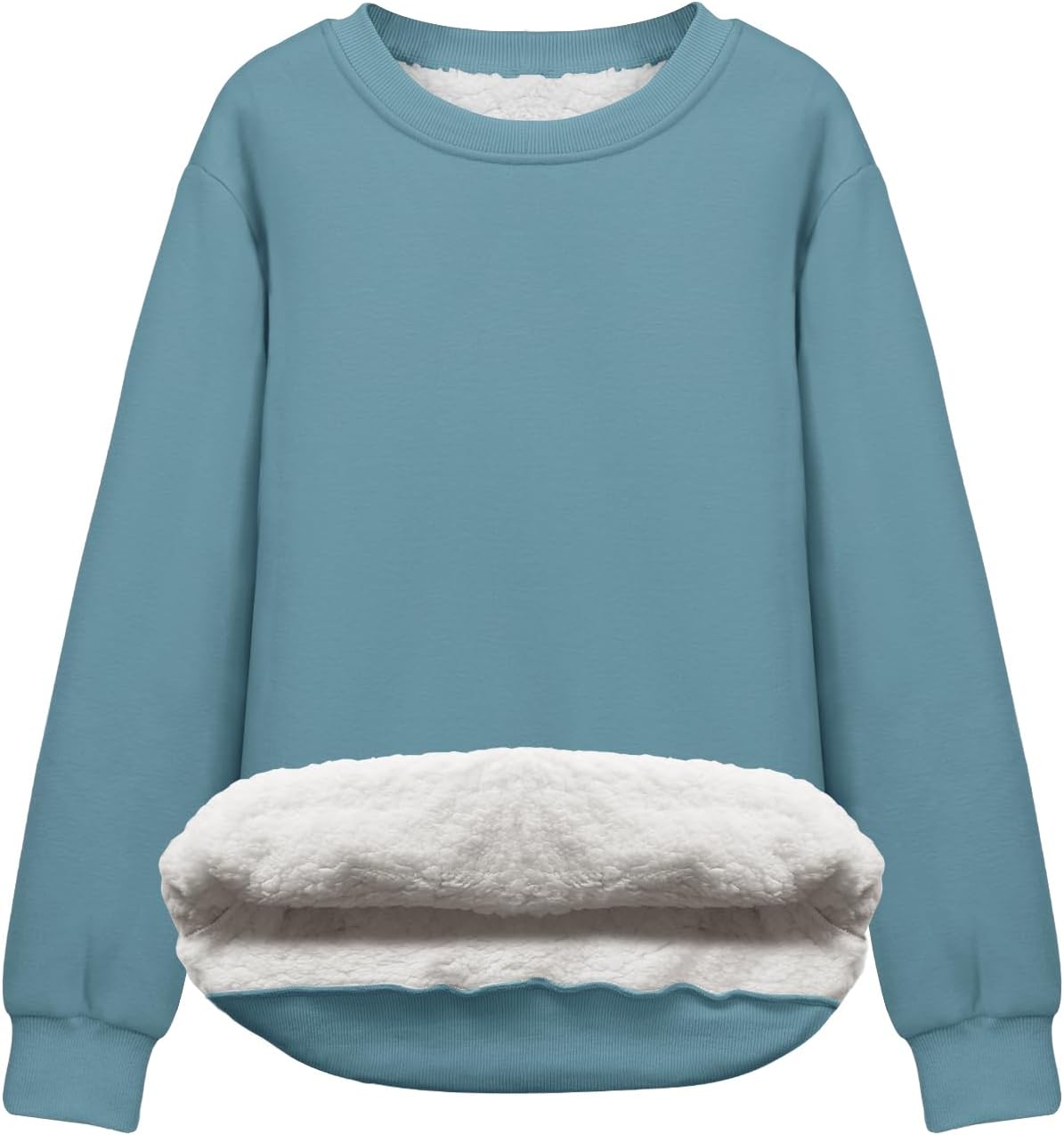 Flygo Women's Sherpa Lined Fleece Crewneck Pullover Sweatshirts Casual Winter Warm Sweatshirt
