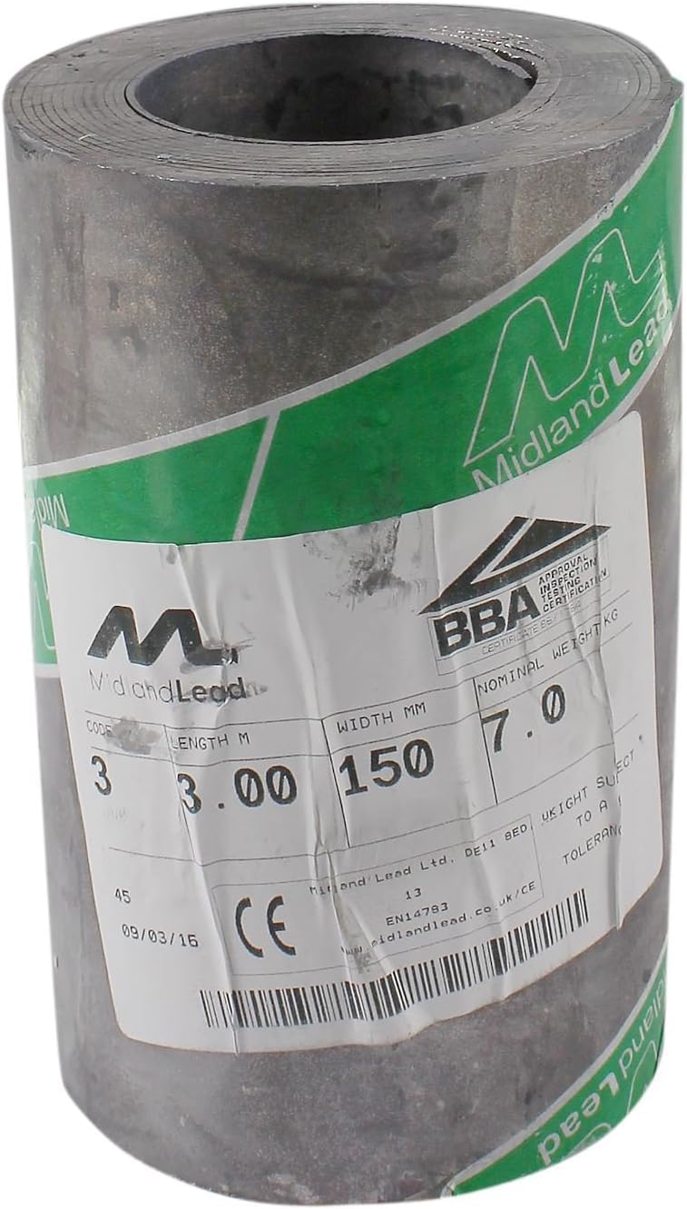 6" Midland Lead Flashing Roll (Code 3), for Roofing and Weatherproofing Applications (4.5)