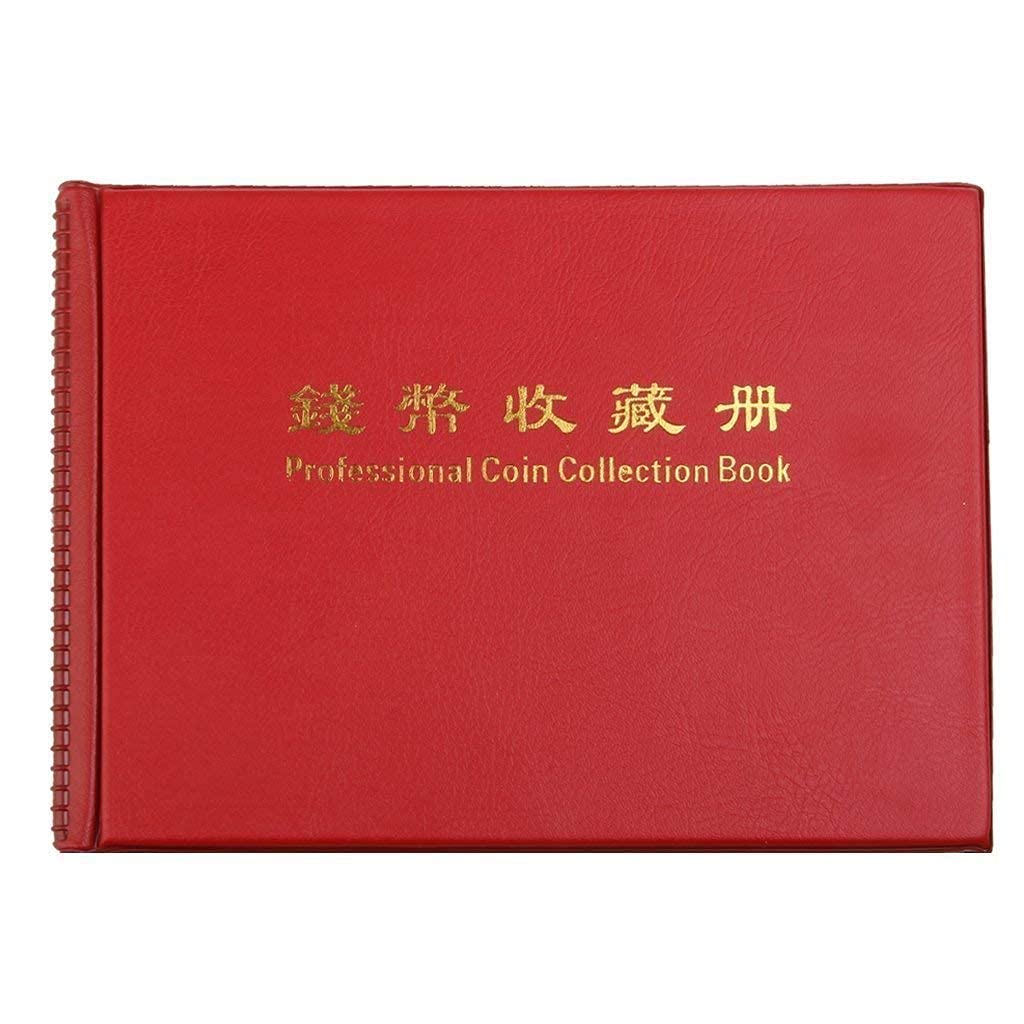 JERN® Coin Collection Album with 240 Holders Collection Transparent Coin Purse Coin Purse Money Album (Red)
