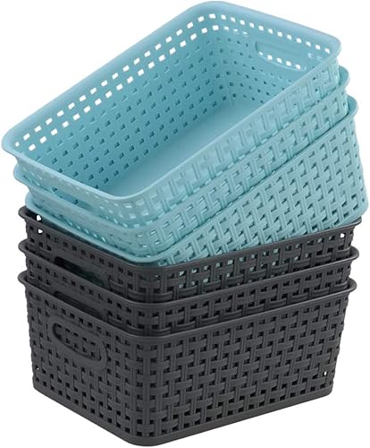 Nesmilers 6 paquetes de cestas de almacenamiento tejidas, cestas pequeñas para armario