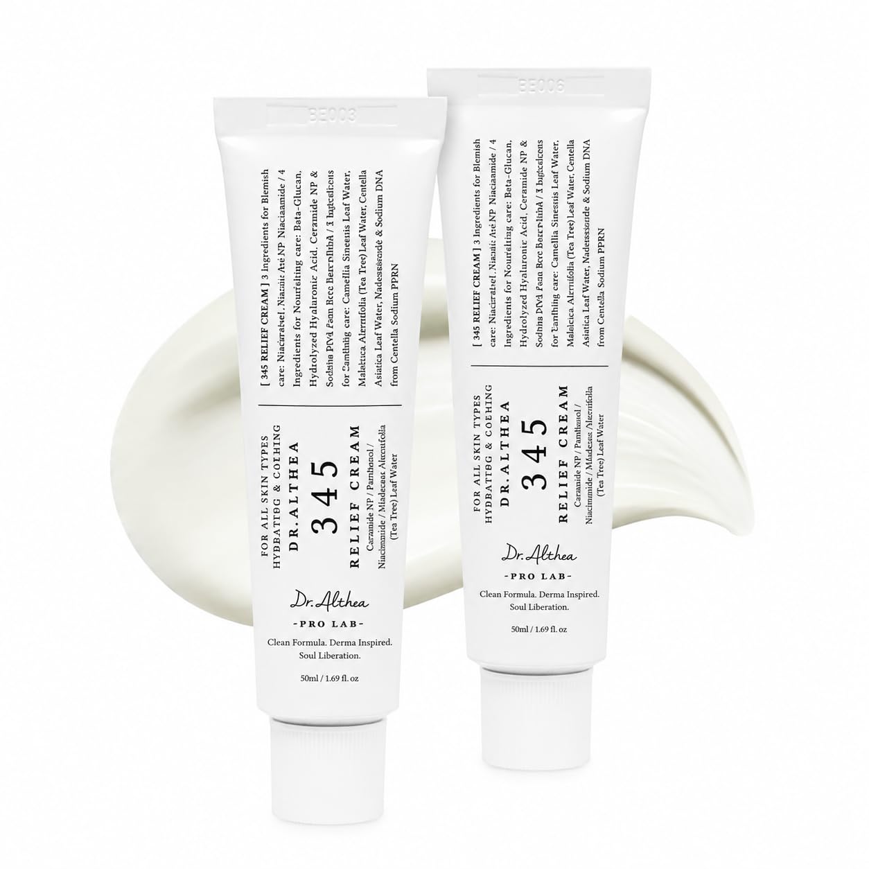Dr.Althea 345 Relief Cream Daily Face Moisturizer, 1.69 Fl Oz, Pack of 2 | PDRN, Niacinamide, Centella & Panthenol, Korean Vegan Skincare, Sensitive & Blemish-Prone Skin