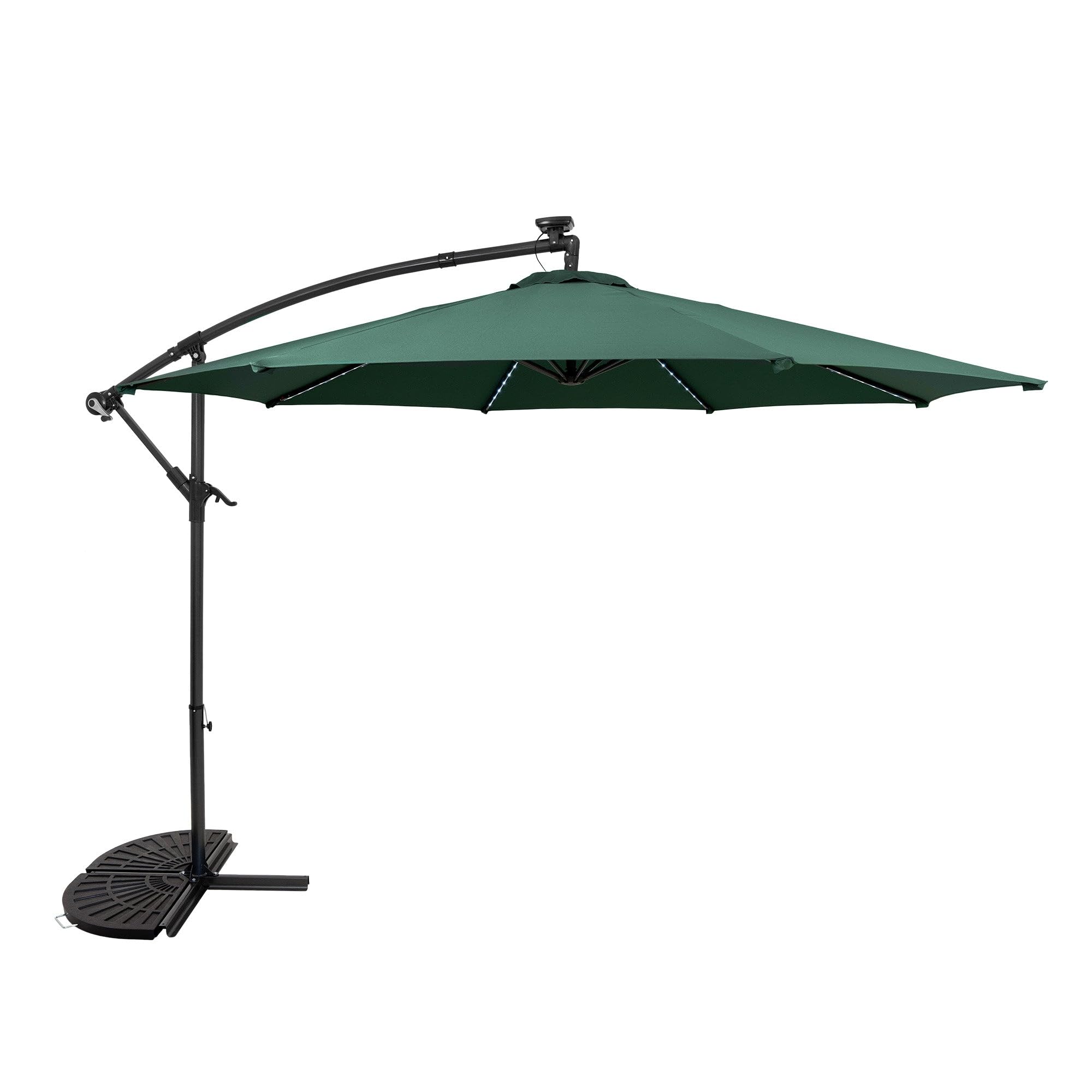 Monstershop Unisex Green Led Cantilever Parasol 3M W/ Half Fan Base – In