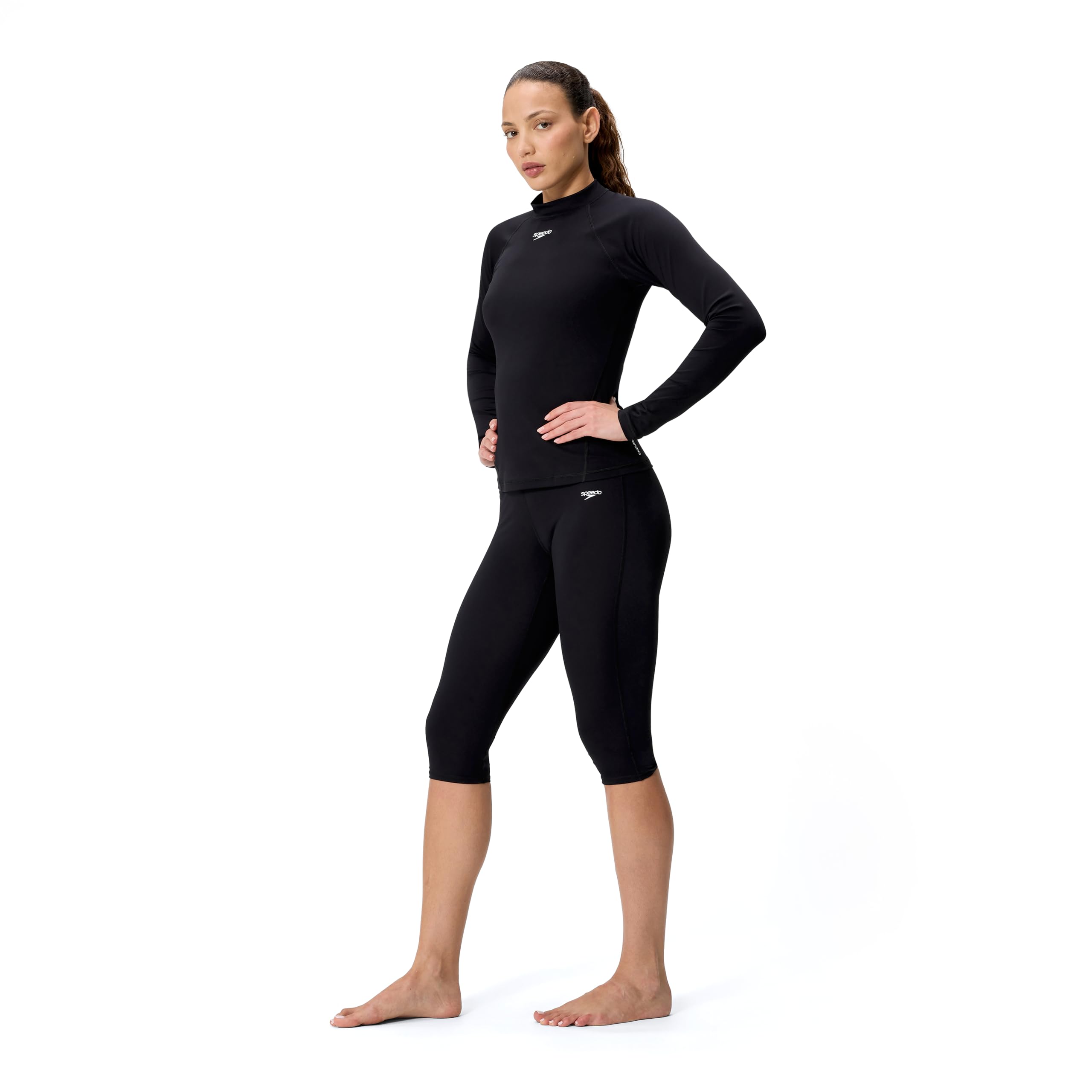 Speedo Black Endurance+ 3/4 Swim Legging - Large